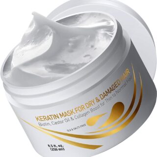 Vitamins Keratin Hair Mask Deep Conditioner - Biotin Protein with Castor Oil Repair for Dry Damaged and Color Treated Hair